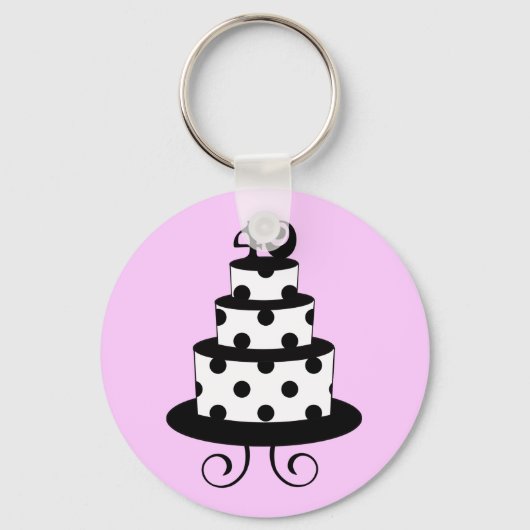 Polka Dot 40th Birthday Jubileum Cake Sleutelhanger (Voorkant)