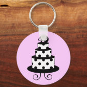 Polka Dot 40th Birthday Jubileum Cake Sleutelhanger (Voorkant)