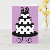 Polka Dot 50th Birthday Jubileum Kaart (Gele Bloem)