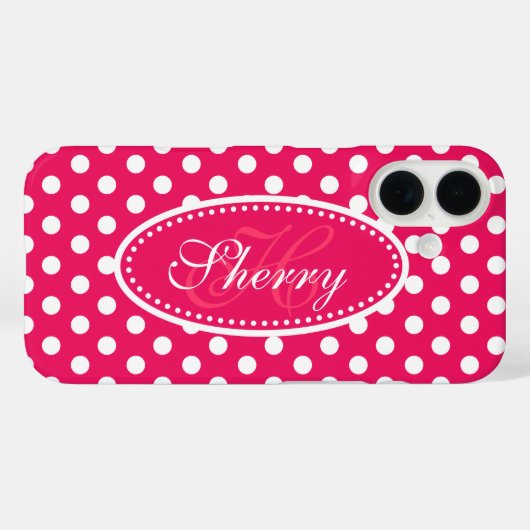 Polka dot aangepast rood roze wit Case-Mate iPhone case (Achterkant (horizontaal))