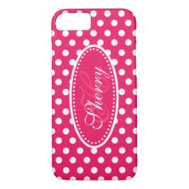 Polka dot aangepast rood roze wit iPhone 16 hoesje