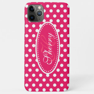 Polka dot aangepaste rode roze witte iphonecase iPhone 11 pro max hoesje