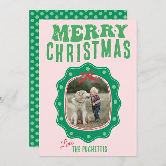 Polka Dot Afbeelding Lijst Kerst Feestdagenkaart (Voorkant / Achterkant)