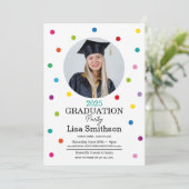 Polka Dot Afstuderen Confetti kleurrijke partij Kaart (Staand voorkant)