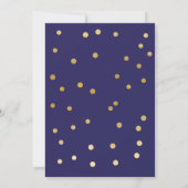 Polka Dot Afstuderen Confetti Navy Gold Foto Kaart (Achterkant)