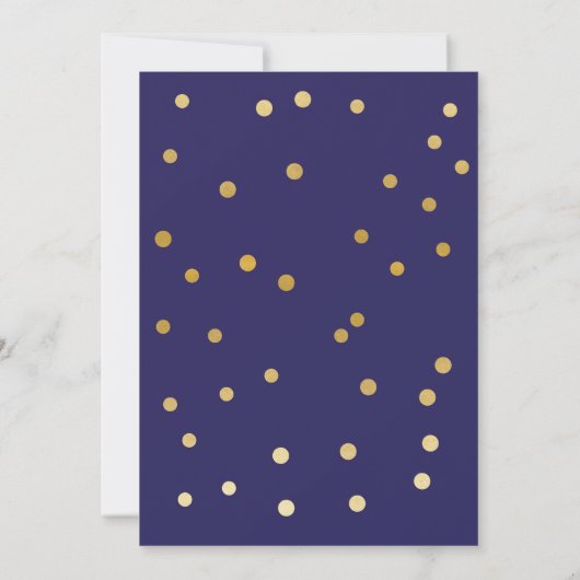 Polka Dot Afstuderen Confetti Navy Gold Foto Kaart (Achterkant)