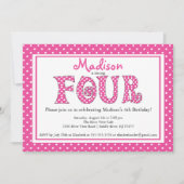 Polka Dot Alphabet 4e verjaardag uitnodiging (Voorkant)