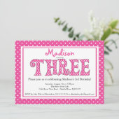 Polka Dot Alphabet derde uitnodiging van de verjaa (Staand voorkant)