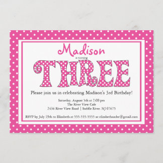 Polka Dot Alphabet derde uitnodiging van de verjaa
