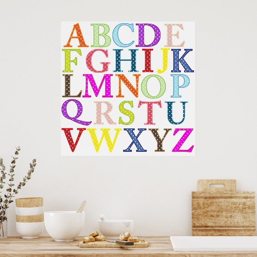 Polka Dot Alphabet Learning Poster (Keuken)
