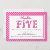 Polka Dot Alphabet Vijfde Dag Uitnodiging (Voorkant)