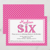 Polka Dot Alphabet Zesde uitnodiging van de Partij (Voorkant / Achterkant)