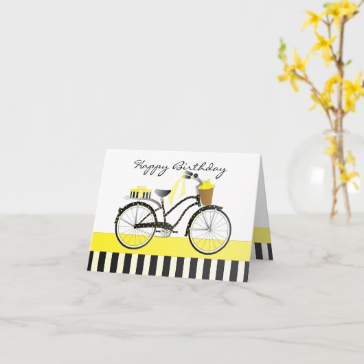 Polka Dot and Lemons Bicycle Kaart (Gele Bloem)