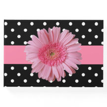 Polka Dot and Pink Gerber Daisy Wedding Guest Book