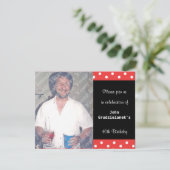 Polka Dot and Red Bubble 40th Birthday Celebration Kaart (Staand voorkant)