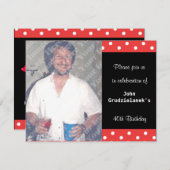 Polka Dot and Red Bubble 40th Birthday Celebration Kaart (Voorkant / Achterkant)