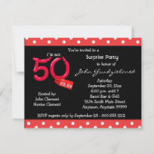 Polka Dot and Red Bubble 50th Birthday Celebration Kaart (Achterkant)