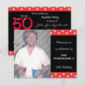 Polka Dot and Red Bubble 50th Birthday Celebration Kaart (Voorkant / Achterkant)