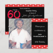 Polka Dot and Red Bubble 60th Birthday Celebration Kaart (Voorkant / Achterkant)