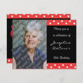 Polka Dot and Red Bubble 80th Birthday Celebration Kaart (Voorkant / Achterkant)