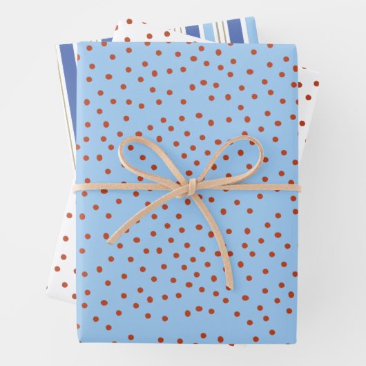 Polka Dot and Stripe Gift Wrap Red Blue Holiday  Inpakpapier Vel (In situ)