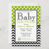Polka Dot Apple Green & Chevron Baby shower Kaart (Voorkant)