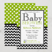 Polka Dot Apple Green & Chevron Baby shower Kaart (Voorkant / Achterkant)