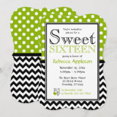 Polka Dot Apple Green Chevron Sweet Sixteen Kaart (Voorkant / Achterkant)