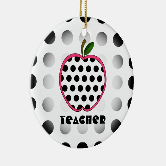 Polka Dot Apple-leraar Keramisch Ornament (Rechts)