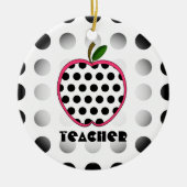 Polka Dot Apple-leraar Keramisch Ornament (Voorkant)