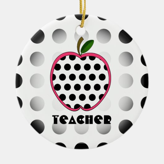 Polka Dot Apple-leraar Keramisch Ornament (Voorkant)