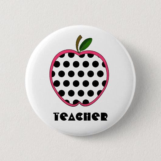 Polka Dot Apple-leraar Ronde Button 5,7 Cm (Voorkant)