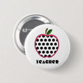 Polka Dot Apple-leraar Ronde Button 5,7 Cm (Voorkant /achterkant)