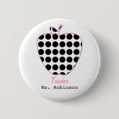 Polka Dot Apple-leraar Ronde Button 5,7 Cm (Voorkant)