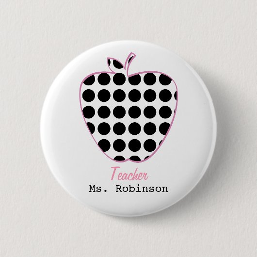 Polka Dot Apple-leraar Ronde Button 5,7 Cm (Voorkant)