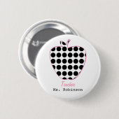 Polka Dot Apple-leraar Ronde Button 5,7 Cm (Voorkant /achterkant)
