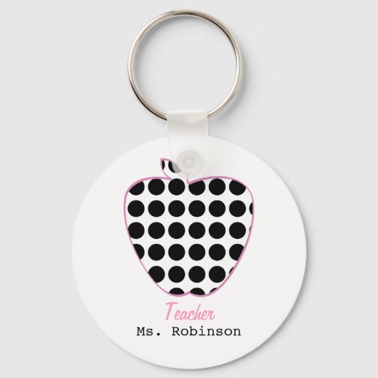 Polka Dot Apple-leraar Sleutelhanger (Voorkant)
