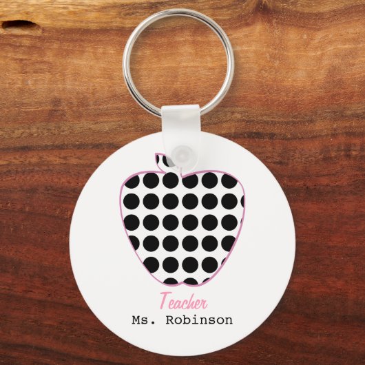Polka Dot Apple-leraar Sleutelhanger (Voorkant)