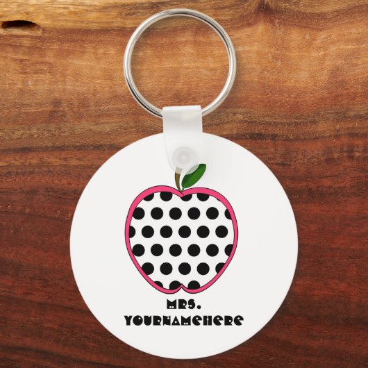Polka Dot Apple-leraar Sleutelhanger (Voorkant)