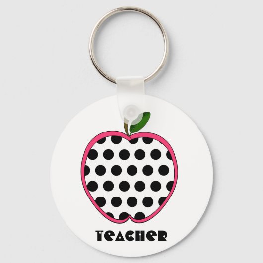 Polka Dot Apple-leraar Sleutelhanger (Voorkant)
