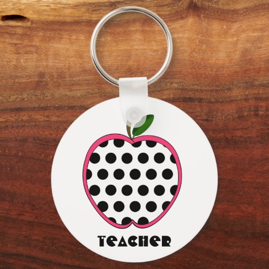 Polka Dot Apple-leraar Sleutelhanger (Voorkant)