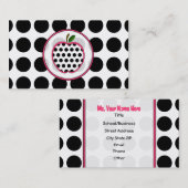 Polka Dot Apple Mode Teacher Visitekaartje (Voorkant / Achterkant)