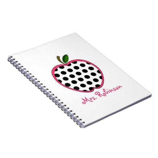 Polka Dot Apple Spiral notebook voor leraren Notitieboek (Rechterzijde)