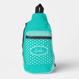 Polka dot aqua en wit sling bag