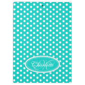 Polka dot aqua voeg jouw naam en initiaal klembord (Achterkant)