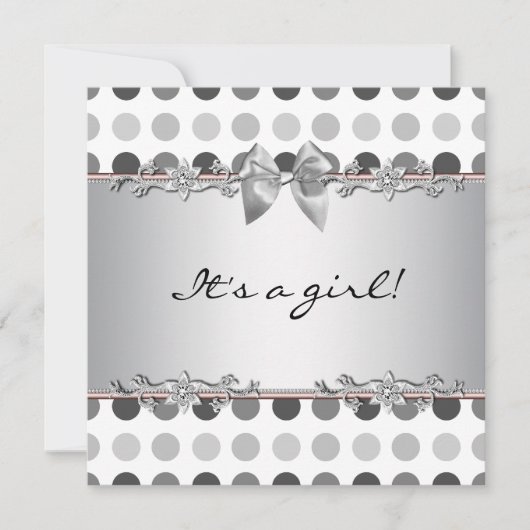 Polka Dot Baby Girl Douche Uitnodigingen (Voorkant)