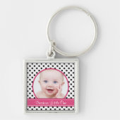 Polka Dot Baby Photo Template Sleutelhanger (Voorkant)