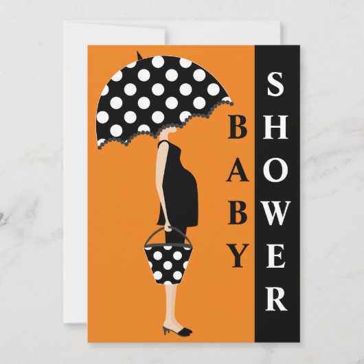 Polka Dot Baby Shower Invitaties {Sinaasappel} Kaart (Voorkant)