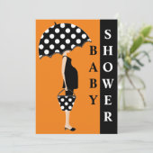 Polka Dot Baby Shower Invitaties {Sinaasappel} Kaart (Staand voorkant)
