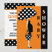 Polka Dot Baby Shower Invitaties {Sinaasappel} Kaart (Voorkant / Achterkant)